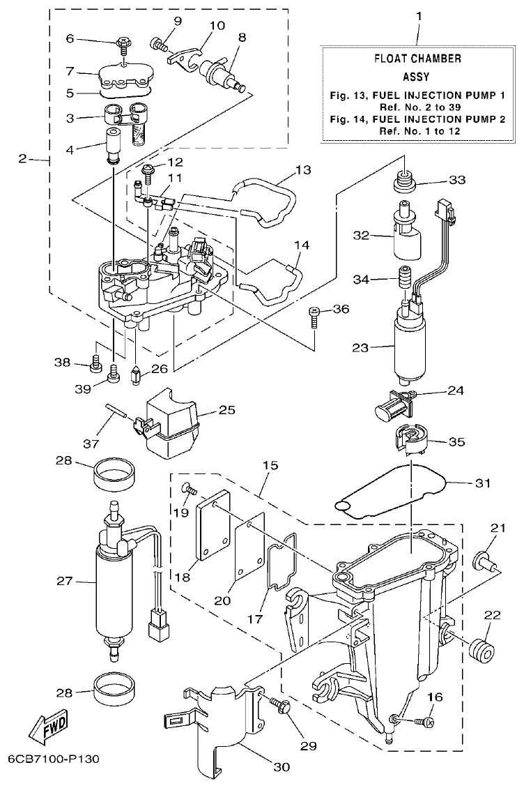 Yamaha F300DET, FL300DET FUEL INJECTION PUMP 1 parts diagram